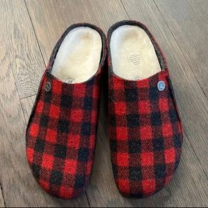New Birkenstock Red/Black Buffalo Plaid Zermatt Clog Slippers